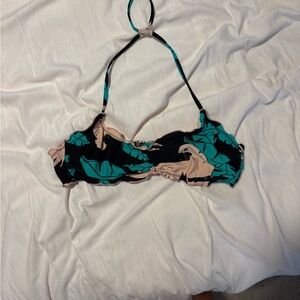 No Boundaries Black and Teal Bikini Top